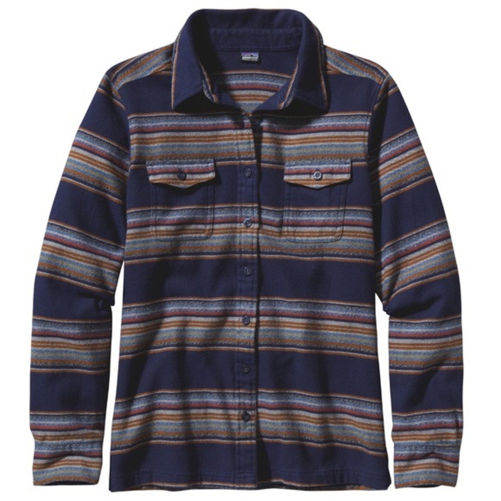 EUC Patagonia Women's Fjord Flannel - Gaucho Stripe - Classic Navy SZ 6